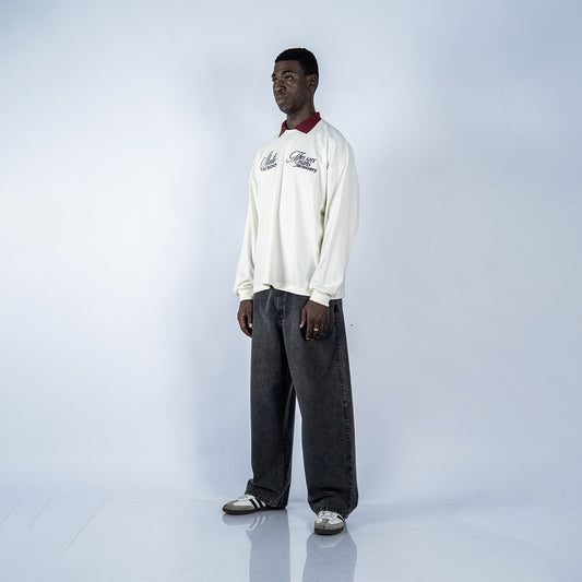 POLO CAMISERO BOXY FIT SAWA | BLANCO/VINO