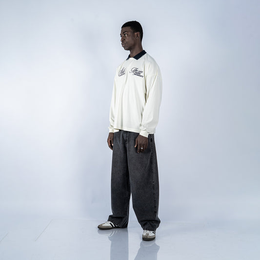 POLO CAMISERO BOXY FIT SAWA | BLANCO/AZUL