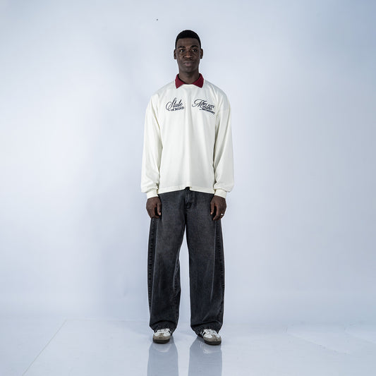 POLO CAMISERO BOXY FIT SAWA | BLANCO/VINO