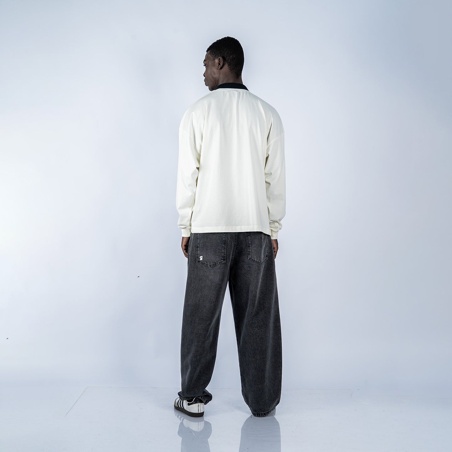 POLO CAMISERO BOXY FIT SAWA | BLANCO/AZUL