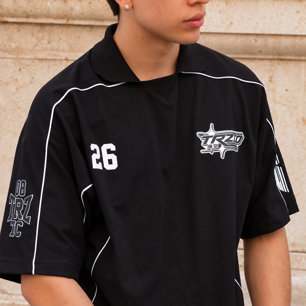 POLO CAMISERO BOXY FIT | BILES NEGRO