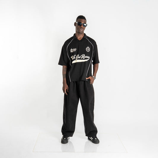 POLO CAMISERO BOXY FIT  ANT | NEGRO